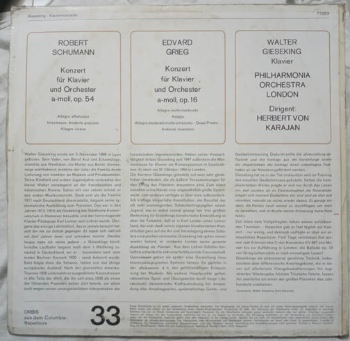 Schumann a Moll op Klavier Konzerte Vinyl Record