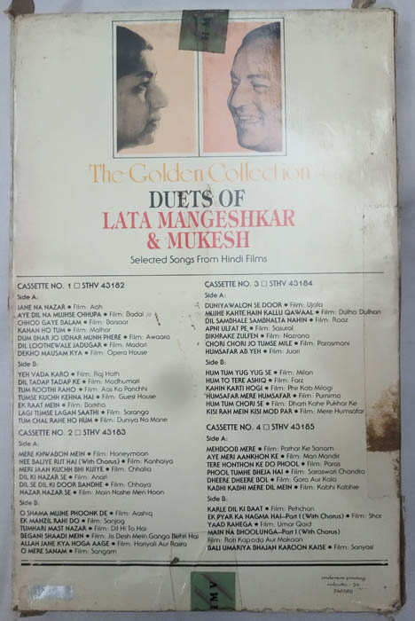 The Golden Collection Duets of Lata Mangeshkar & Mukesh Selected songs from Hindi Film 4 Cassette set Audio Cassette
