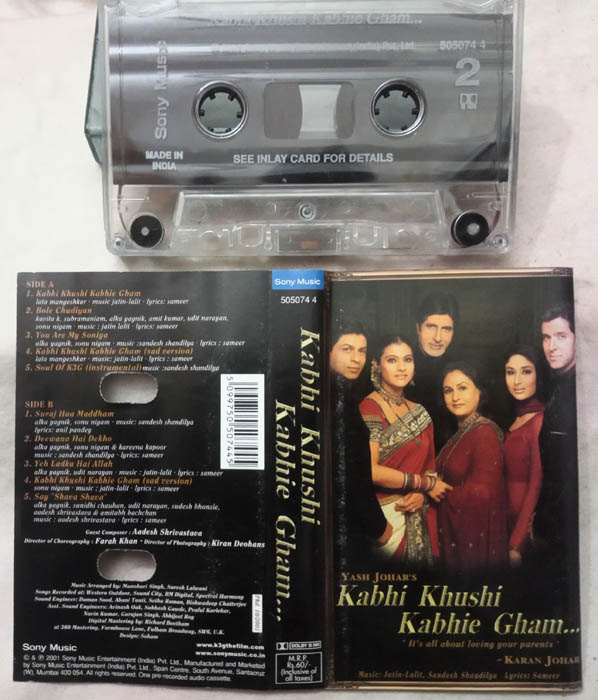 Kabhi Khushi Kabhie Gham Hindi Films Audio Cassette By Jatin Lalit
