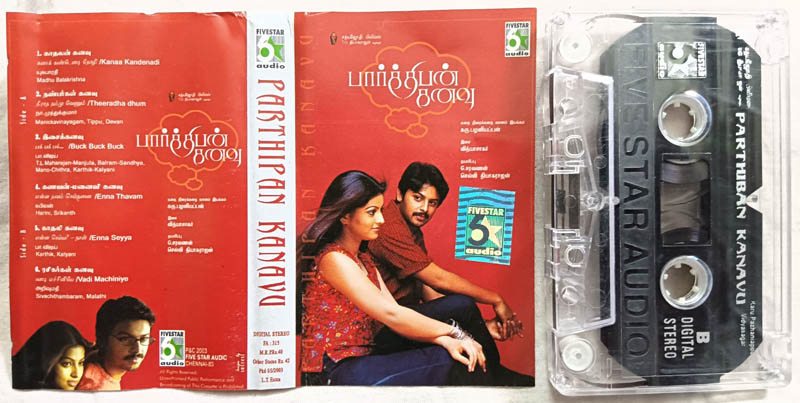 Parthipan Kanavu Tamil Film Song Audio Cassette By Vidyasagar