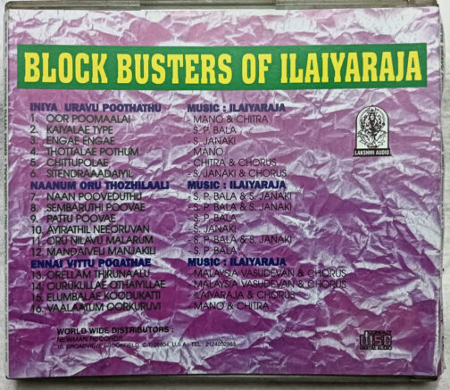 Block Buster of Ilaiyaraja Tamil Film Songs Audio cd By Ilaiyaraaja