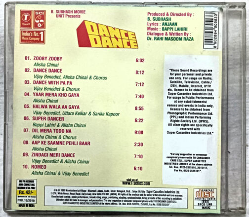 Dance Dance Hindi Film Songs Audio CD By Bappi Lahari