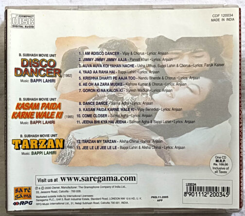 Disco Dancer - Tarzan - Kasam Paida Karne wale ki Hindi Film Songs Audio CD By Bappi Lahiri