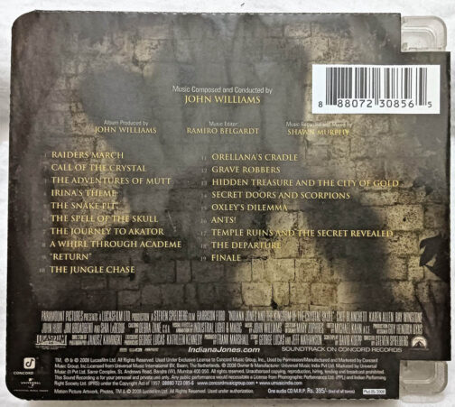 Indiana Jones Kingdom of the Crystal Skull soundtrack Audio cd