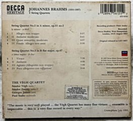 Johannes brahms 1833 – 1897 2 String quartets Album Audio cd