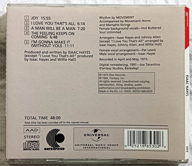 Joy isaac hayes Album Audio Cd