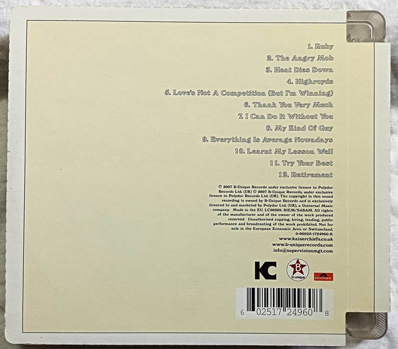 Kaiser Chiefs yours Truly Angry Mob Album Audio Cd