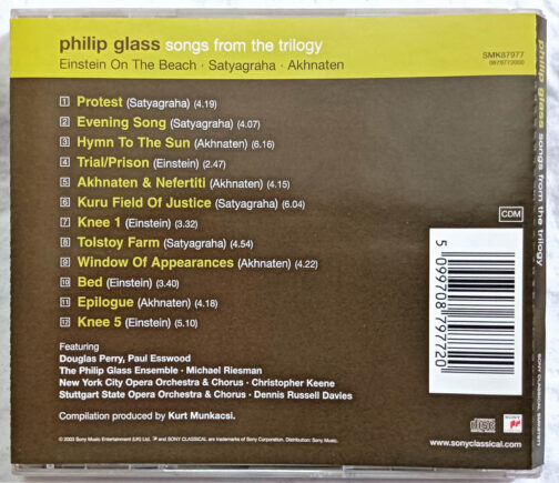 Philip glass songs from the trilogy Album Audio Cd