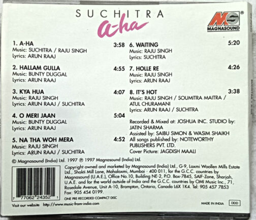 Suchitra A ha Hindi Film Songs Audio CD