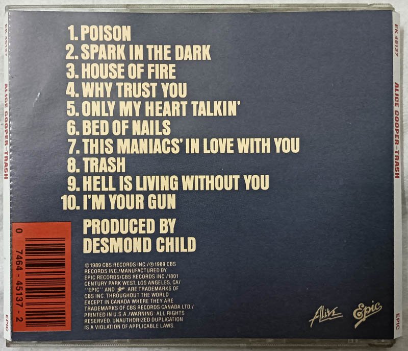 Alice Cooper Trash Album Audio cd