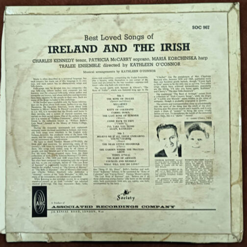 Best Loved Songs of Ireland and the Irish LP Vinyl Record