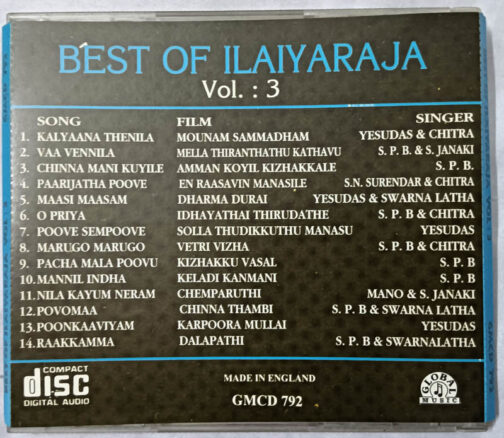 Best of Ilaiyaraaj Vol 3 Tamil Film Song Audio Cd