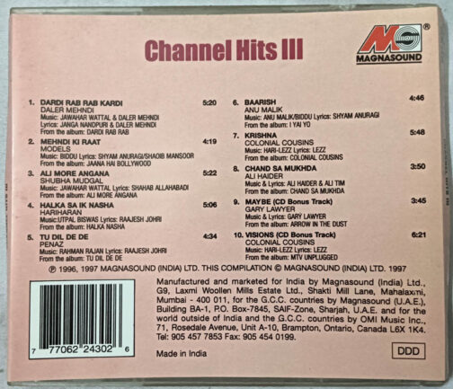 Chennel Hits 3 Hindi Audio cd