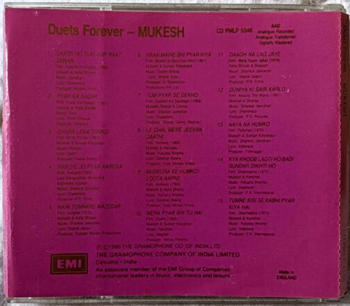 Duet Forever Mukesh Hindi Film Songs Audi Cd