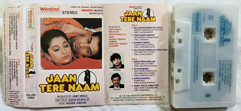 Jaan Tere Naam Hindi Audio Cassette By Nadeem Shravan