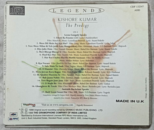 Legends Kishore Kumar The Prodigy cd 4 Audio cd