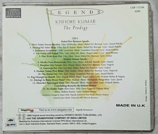 Legends Kishore Kumar The Prodigy cd 5 Audio cd