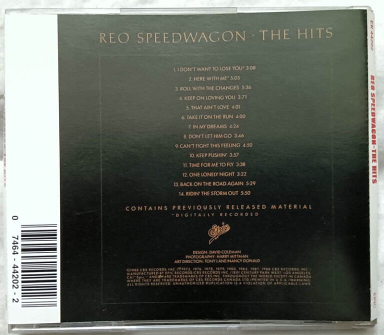 Reo Audio Reo Speedwagon The Hits Album Audio cd - Tamil Audio CDs, Hindi Audio ...
