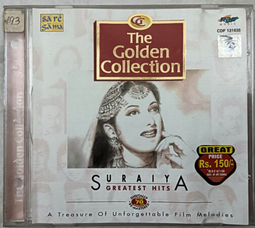 The Golden Collection Suraiya Greatest Hits Hindi Film Songs Audio CD