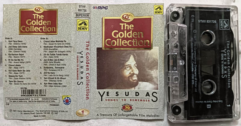 The Golden Collection Yesudas songs of Remember Hindi Film Song Audio Cassette