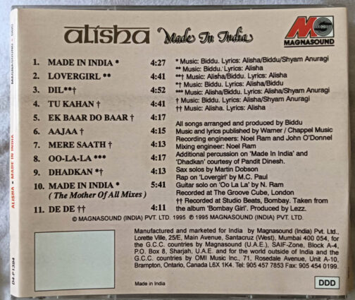 Alisha Made In India Audio cd