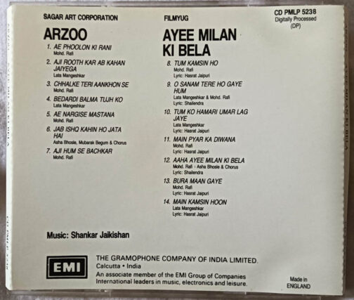 Arzoo - Ayee Milan Ki Bela Audio cd By Shankar Jaikishan