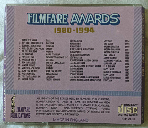 Filmfare Awards 1980 -1994 Audio cd
