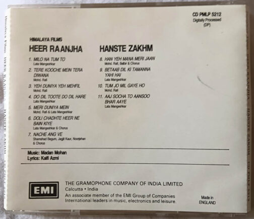 Heer Raanjha - Hanste Zakhm Audio cd By Madan Mohan