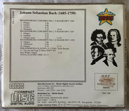 Johann Sebastian Bach Brandenburg Concertos 1685-1750 Audio CD