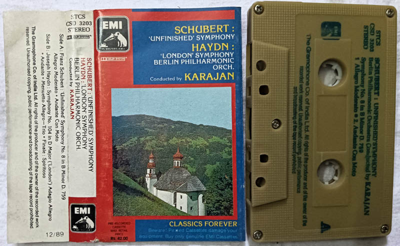 Schubert Unfinished Shyphony Haydn London Symphony Berlin Philharmonic Orch By Karajan Audio Cassette