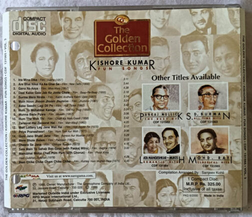 The Golden Collection Kishore Kumar Fun Songs Audio CD