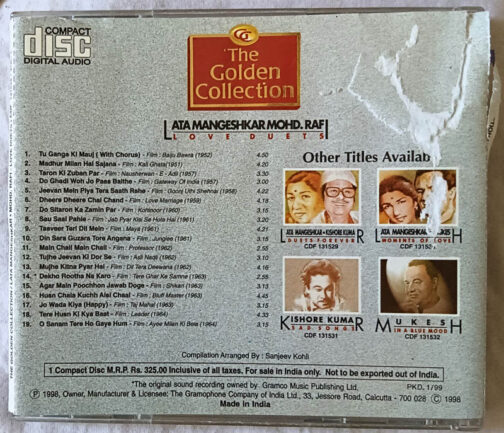 The Golden Collection Lata Mangeshkar-Mohd Rafi Love Duets Audio CD