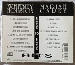Whitney Houston Mariah Carey Back to back Hits Audio Cd