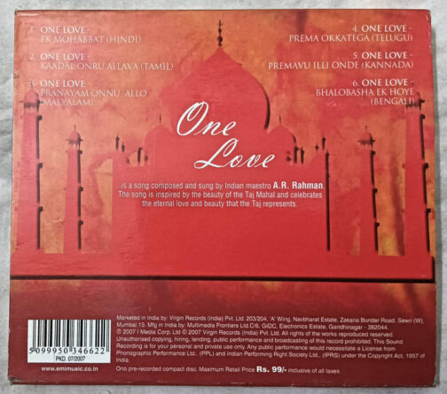 A.R. Rahman One Love Audio Cd