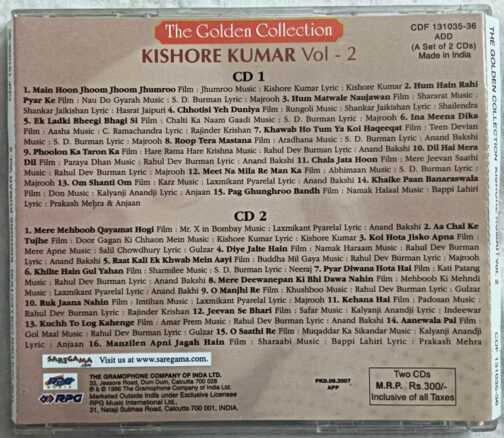 The Golden Collection Kishore Kumar Vol 2 Hindi Audio Cd (2)
