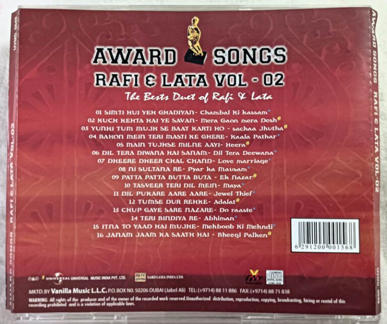Award Songs Rafi & Lata Vol 02 the best duets of rafi & Lata Audio cd ...