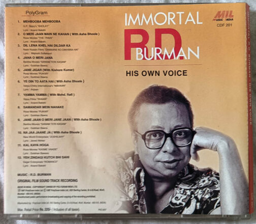 Immortal RD Burman His Own Voice Hindi Audio CD