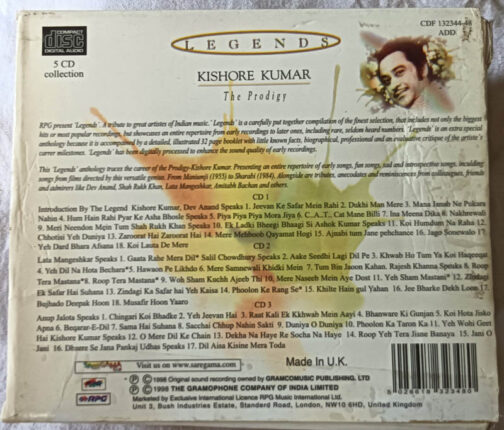 Legends Kishore Kumar The Prodigy Vol 1 to 5 Audio cd