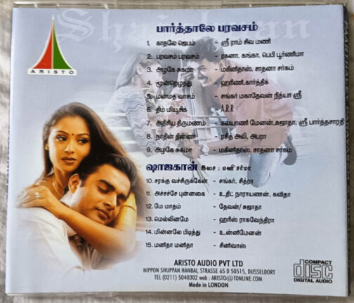 Parthale Paravasam - Shajahan Tamil Film Audio cd