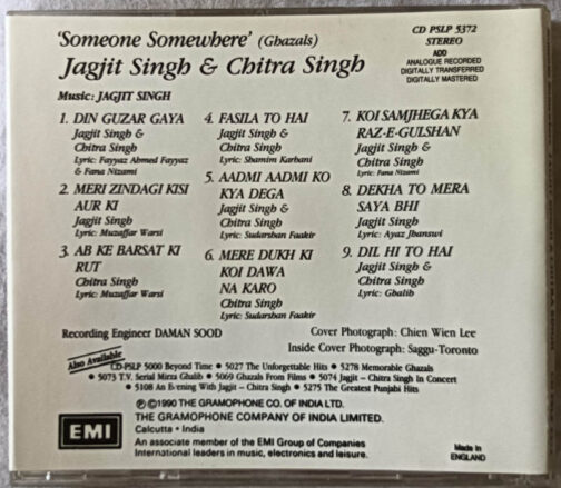 Someone Somewhere Jagjit Singh & Chitra Singh Audio cd By Jagjit Singh