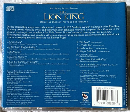 The Lion King Sountrack Audio cd