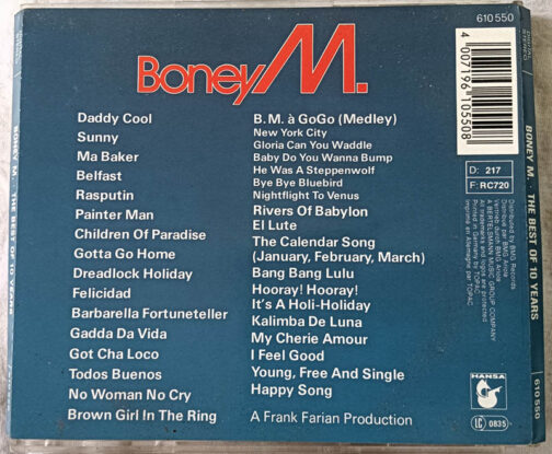 Boney M The Best of 10 Years Audio cd