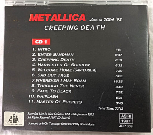 Metallica Live in USA 92 Creeping Death Audio cd