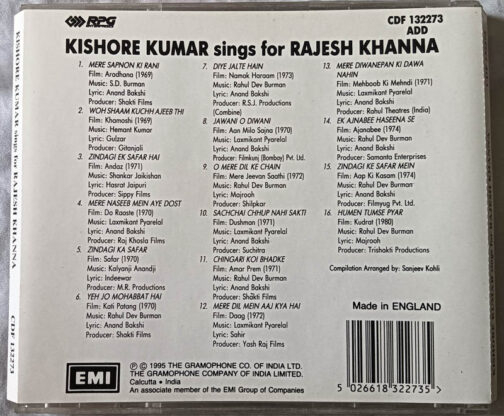 Kishore Kumar Sing for Rajesh Khanna Hindi Audio cd