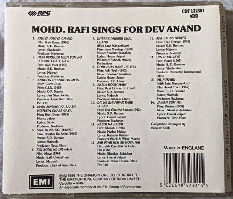 Mohd Rafi Sings for Dev Anand Hindi Audio cd - Tamil Audio CDs, Hindi ...