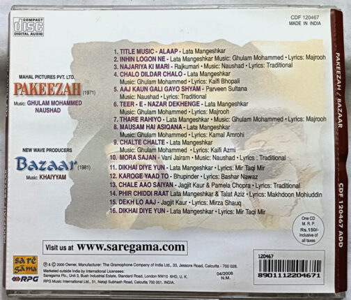 Pakeezah - Bazaar Hindi Film Audio cd