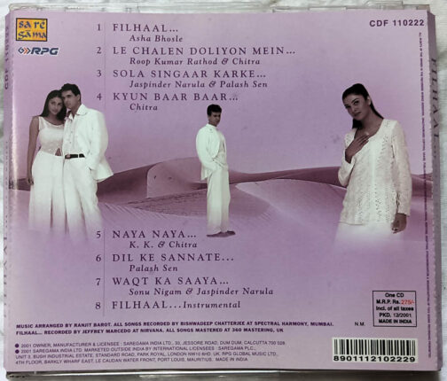 Filhaal Hindi Audio cd By Anu Malik