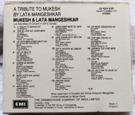 A Tribute Mukesh By Lata Mangeshkar Hindi Audio cd