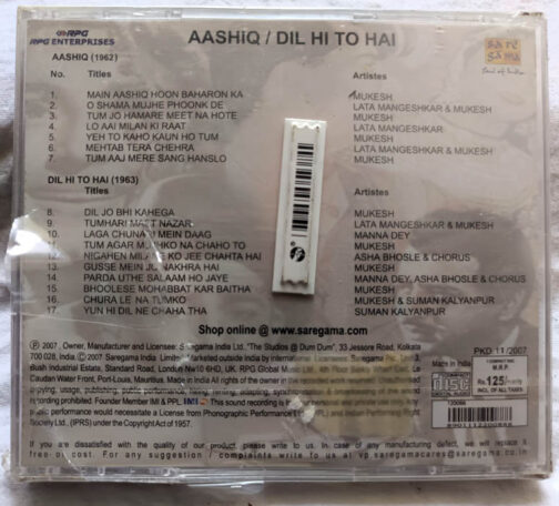 Aashiq - Dil Hi To Hai Hindi Audio cd..