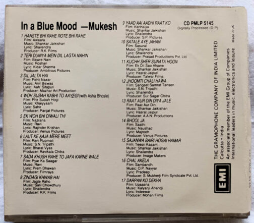 In a Blue Mood Mukesh Hindi Audio Cd